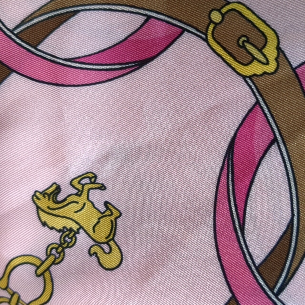 Vintage Mod Pink Equestrian Scarf Mid Century 51" Square Old Money Horse Theme - Picture 7 of 11